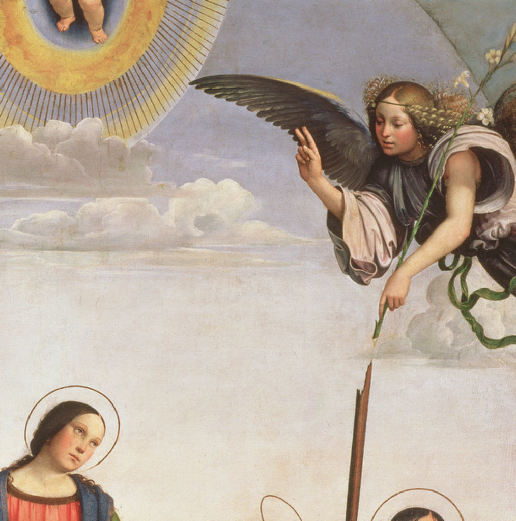 Annunciation and Saints, detail of the Archangel Gabriel, 1500 by Il Francia