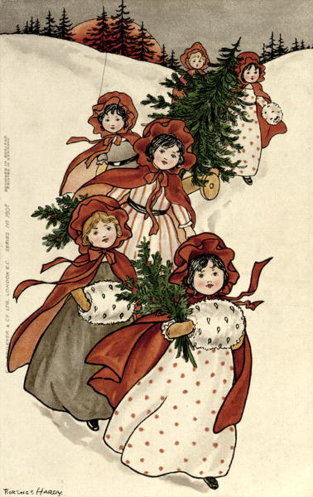 Detail of Little Girls with Holly and the Christmas Tree by Florence Hardy