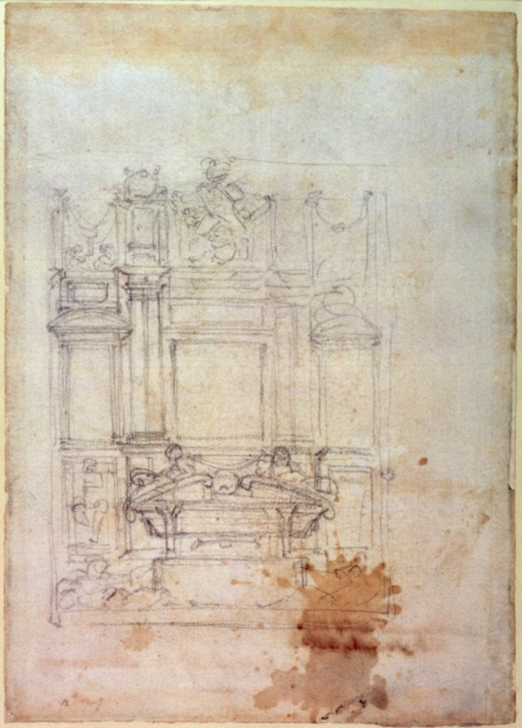Detail of Design for a tomb by Michelangelo Buonarroti