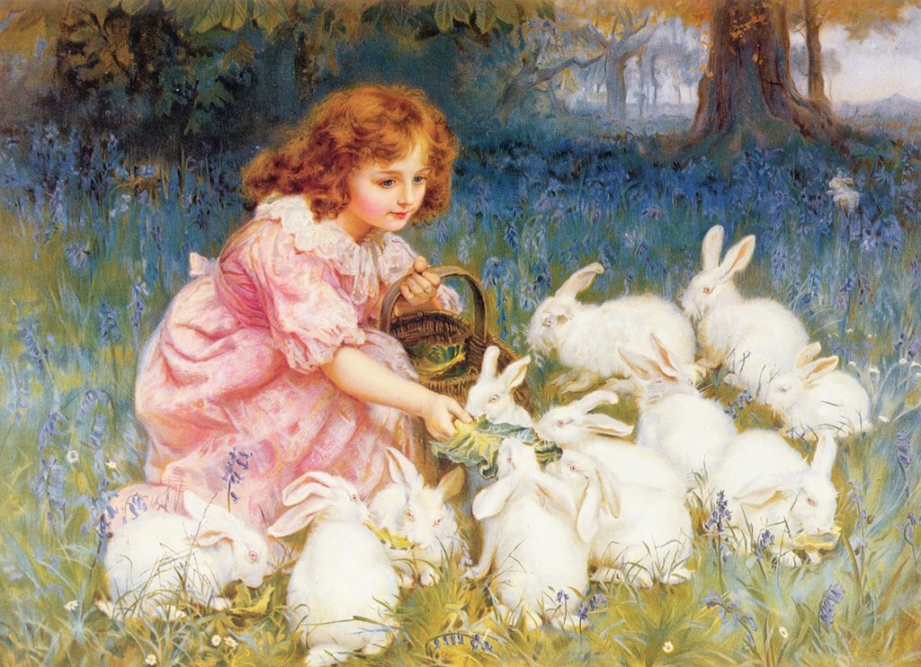 Detail of Feeding the Rabbits by Frederick Morgan