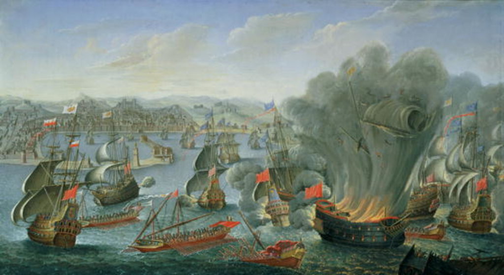 Detail of Franco-Spanish Action off the Port of Barcelona in July 1642 by Pierre Puget