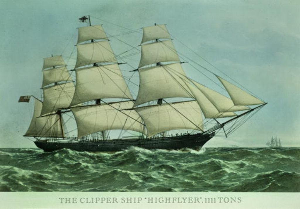 Detail of The Clipper ship 'Highflyer', 1111 tons by Anonymous