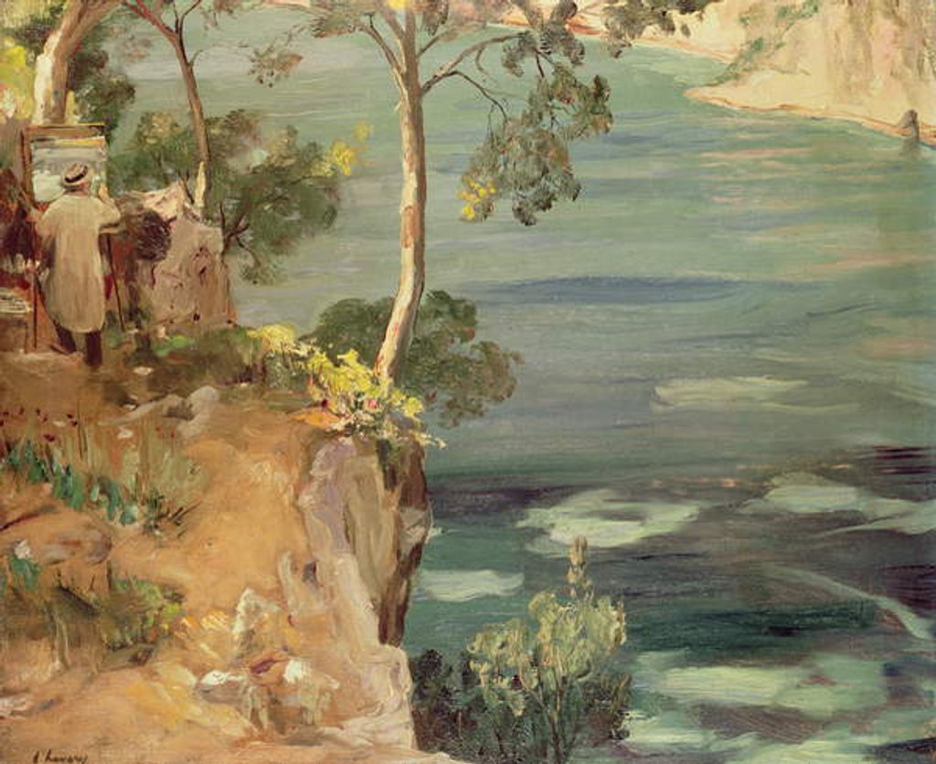 Detail of The Blue Bay: Mr Churchill on the Riviera by John Lavery