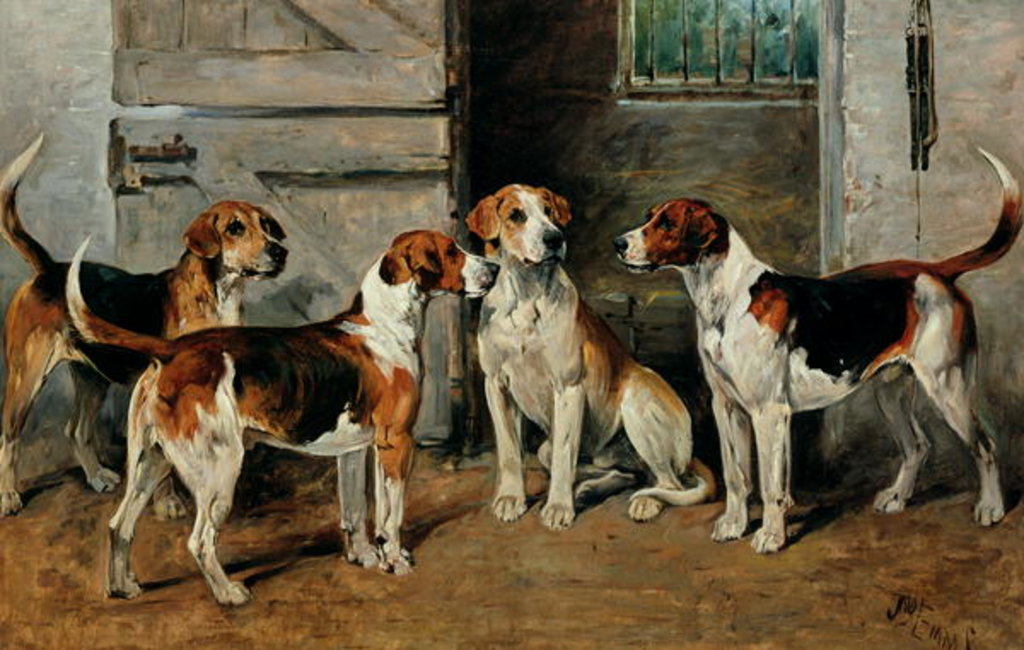 Detail of Study of Hounds by John Emms
