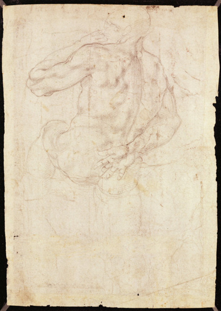 Detail of Drawing of a male standing figure by Michelangelo Buonarroti