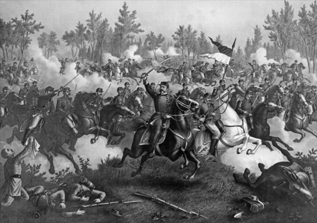 Detail of The Battle of Cedar Creek, Oct. 19th, 1864, pub. by Kurz & Allison, Chicago, 1890 by American School