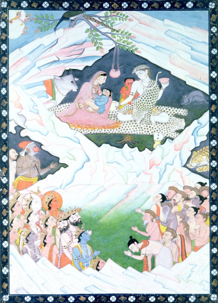 Detail of The Holy Family of Shiva and Parvati on Mount Kailash by School Indian