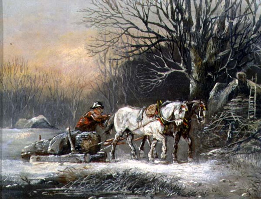 Detail of Timber Sledge in Winter, 19th century by German School