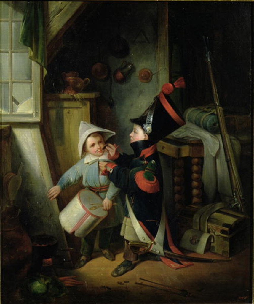 Detail of Two Boys Dressing Up as Soldiers by Claude Jacquand
