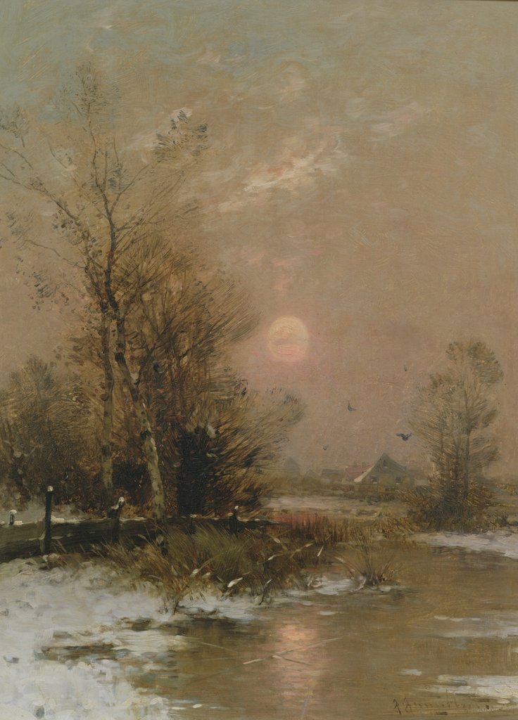 Detail of Winter Sunset by Johann II Jungblut