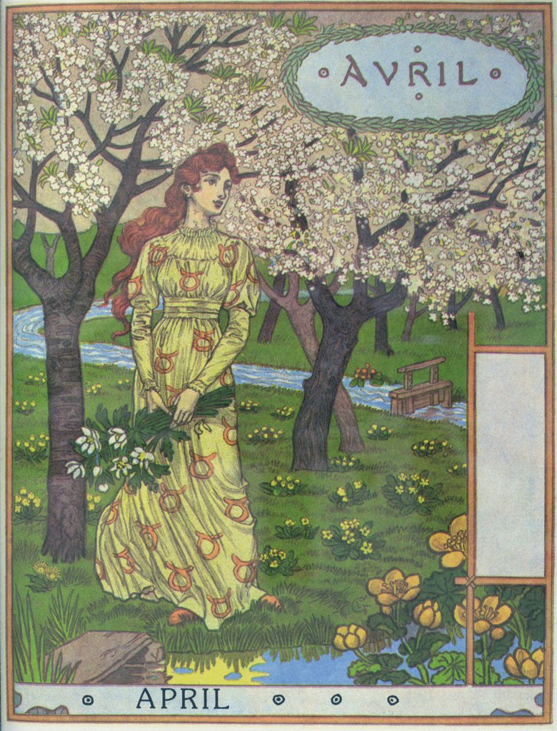 Detail of April by Eugene Grasset