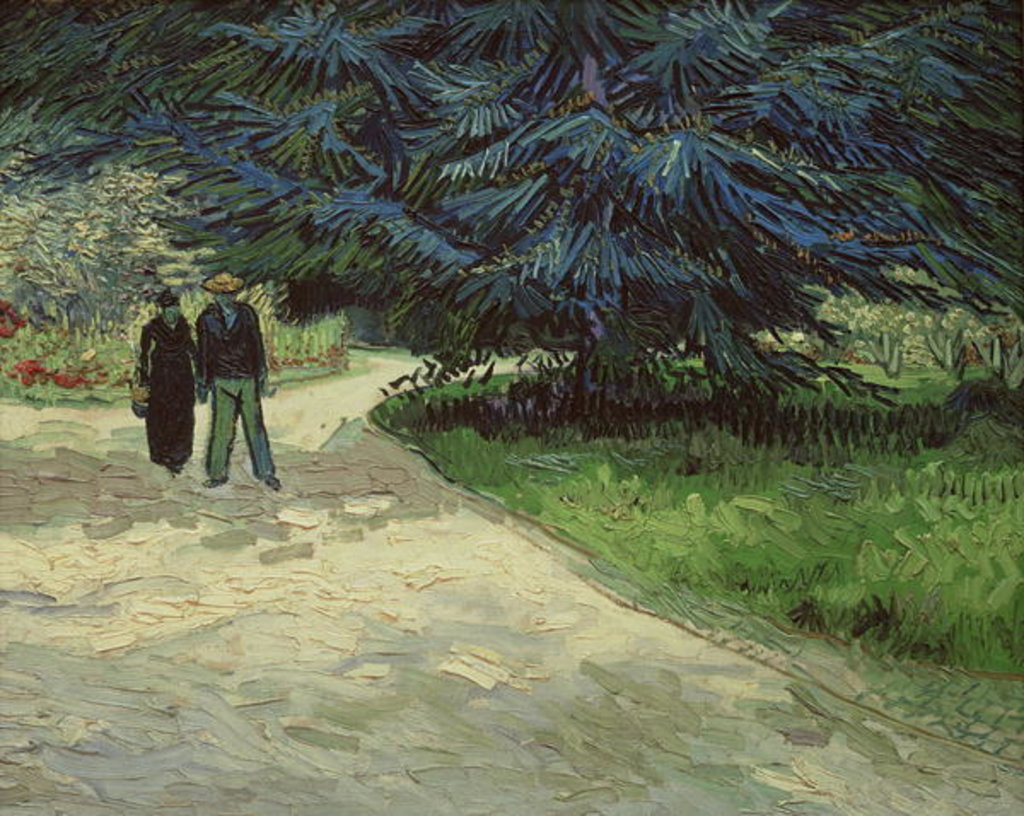 Detail of Public Garden with Couple and Blue Fir Tree: The Poet's Garden III, 1888 by Vincent van Gogh