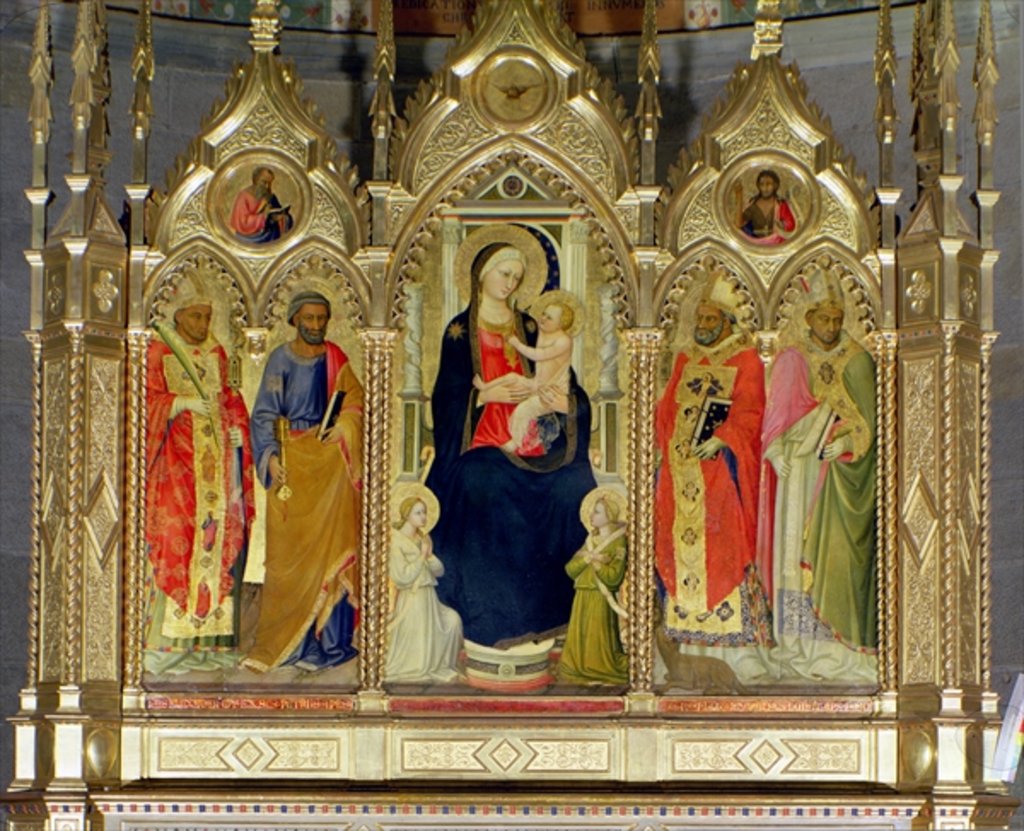 Detail of Madonna and Child with Saints by Bicci di Lorenzo