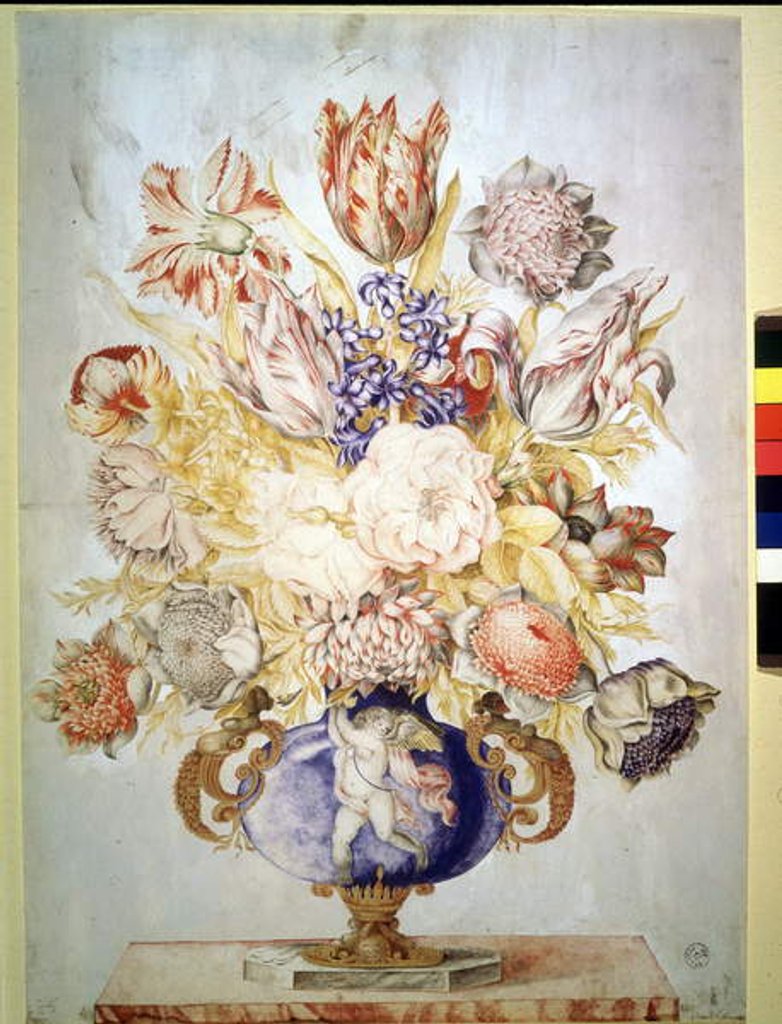 Detail of Hyacinths, peonies and tulips by Giovanna Garzoni