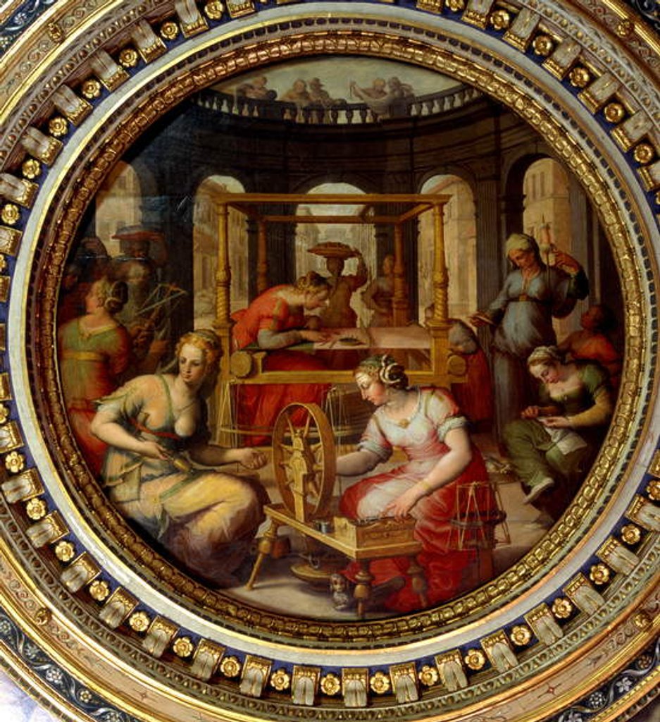 Detail of Penelope weaving by Jan van der (after) Straet