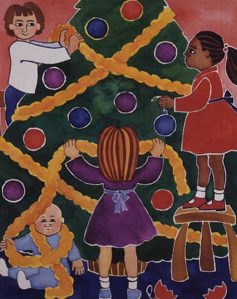Detail of Decorating the Christmas Tree by Cathy Baxter