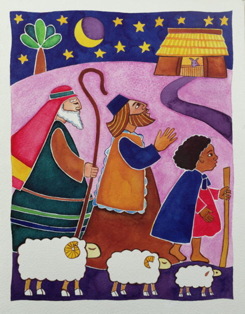 Detail of The Shepherds Journey to Bethlehem by Cathy Baxter