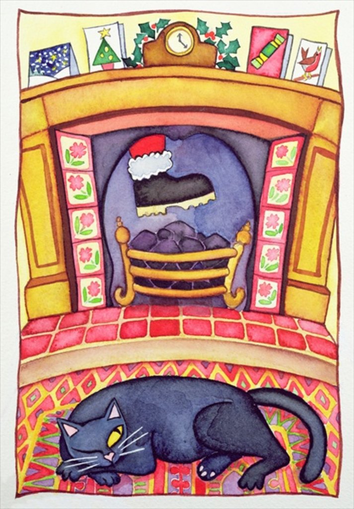 Detail of Santa Arriving Down the Chimney by Cathy Baxter