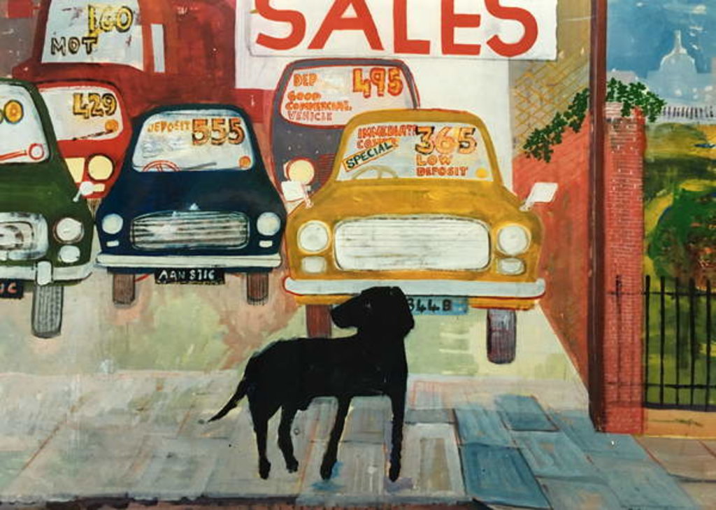 Detail of Rex at the Used Car Lot, SALES by Brenda Brin Booker