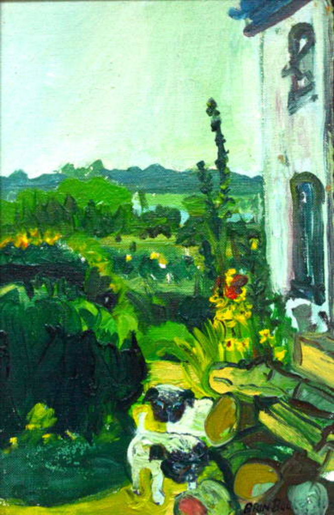 Detail of Pug Puppies in the Garden by Brenda Brin Booker