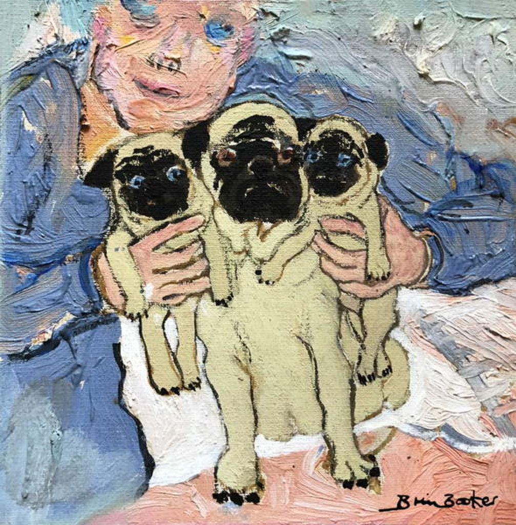 Detail of Pug pups with their Mother by Brenda Brin Booker