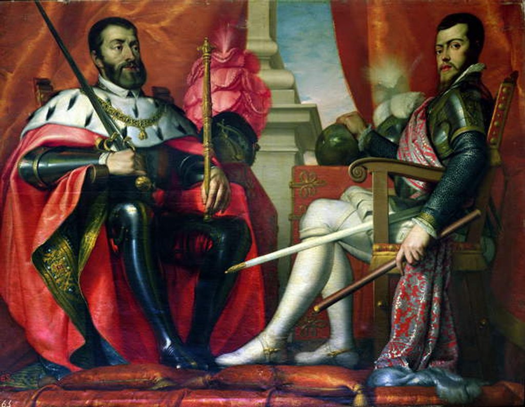 Detail of Carlos I and Felipe II by Spanish School