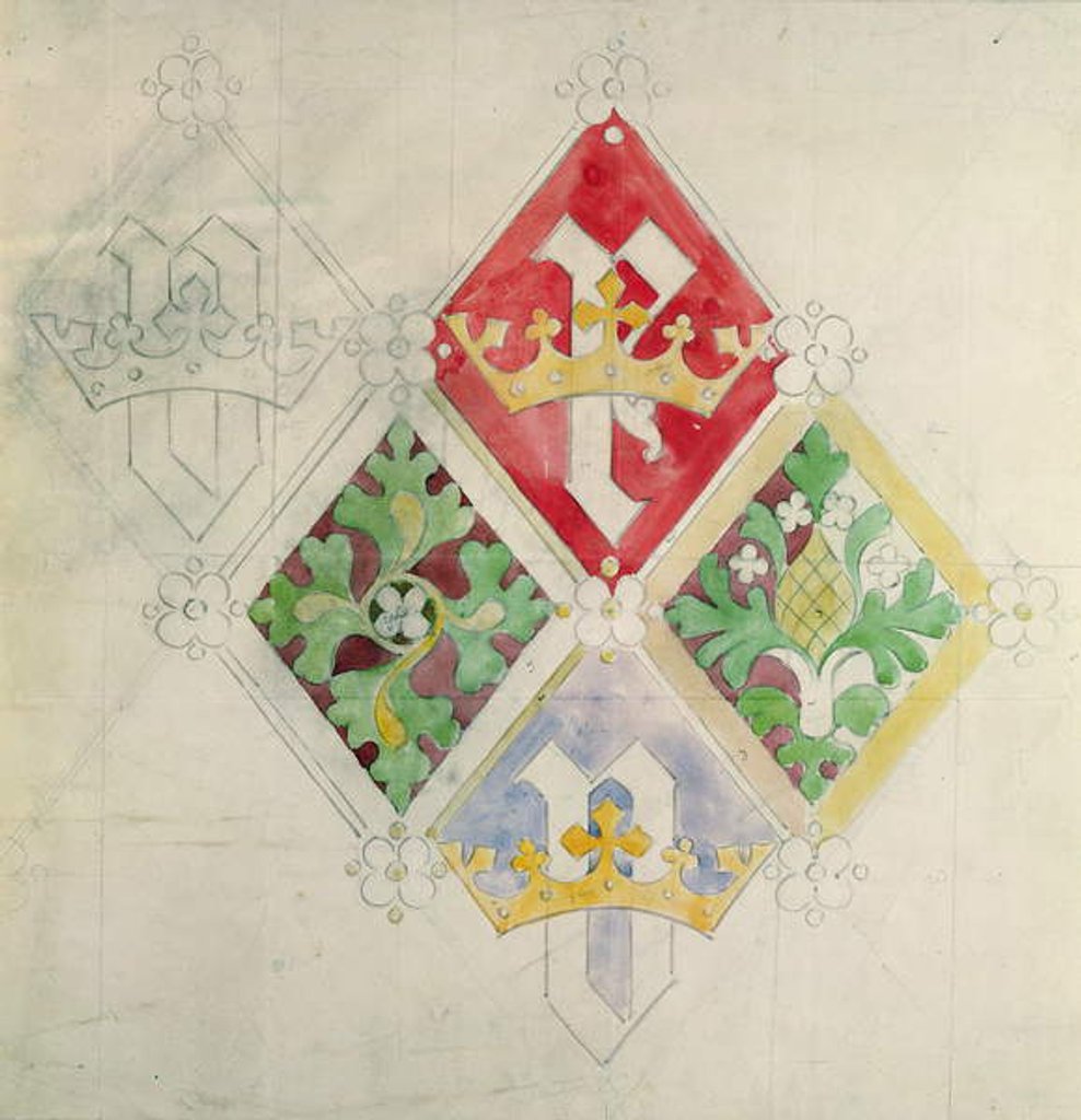 Detail of Stained glass window design for the Houses of Parliament by Augustus Welby Northmore Pugin