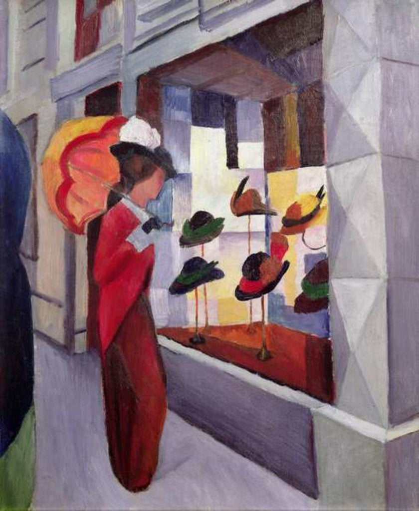 Detail of Woman with Umbrella in Front of a Hat Shop, 1914 by August Macke