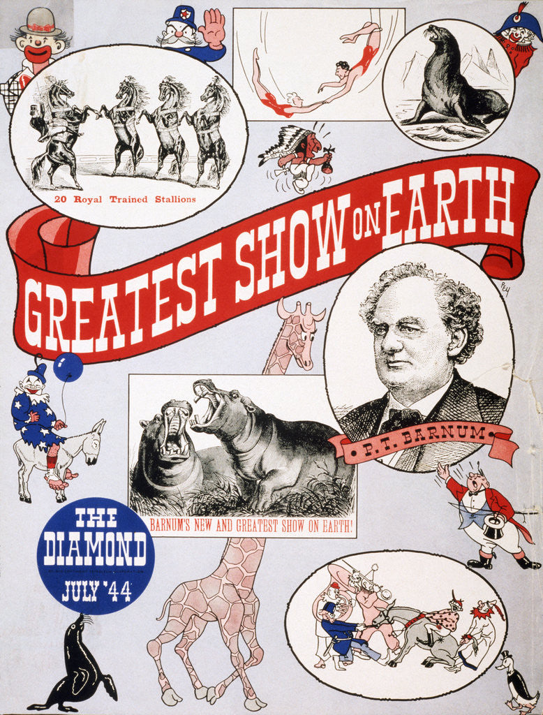 Detail of Greatest Show on Earth Poster Advertising P.T. Barnum's Circus by Anonymous