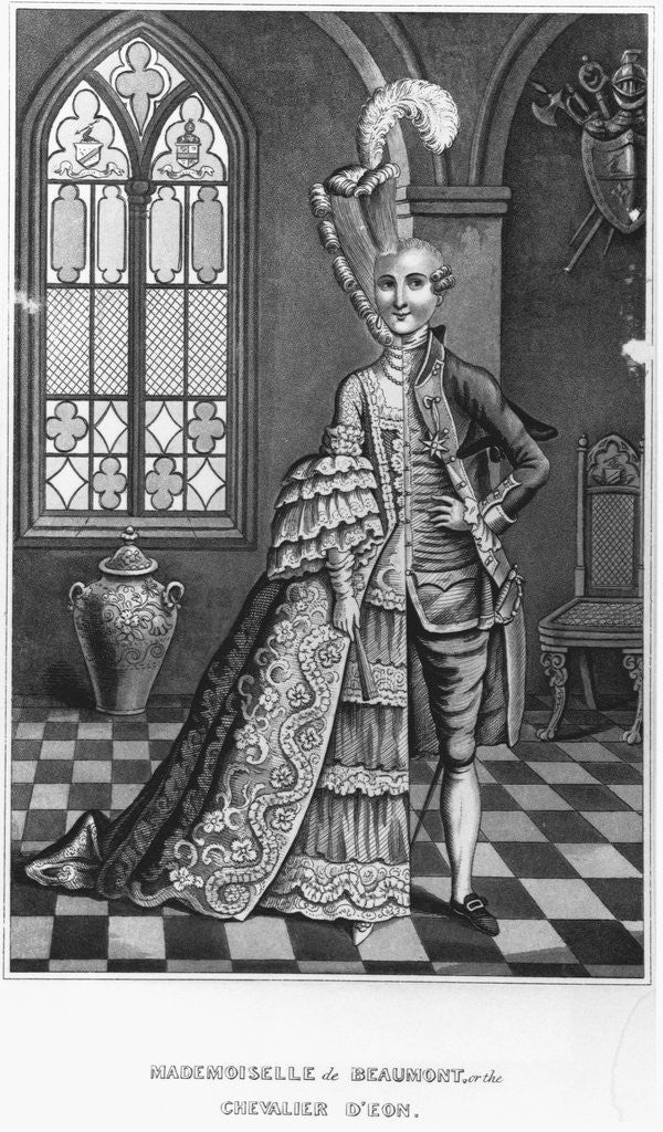 Detail of Print of Charles Genevieve Louis Auguste Timothee d'Eon de Beaumont in Women's and Men's Clothing by Anonymous