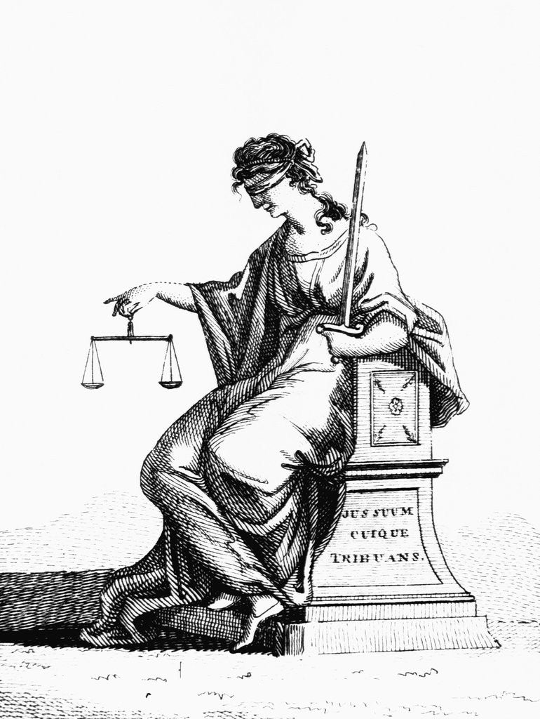 Detail of Engraving of Personification of Justice (1778) by Anonymous