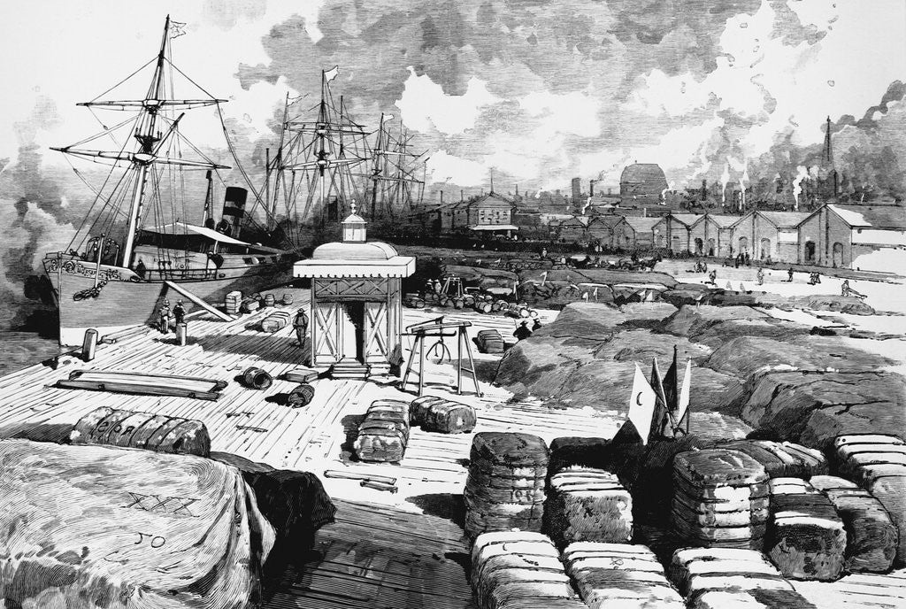 Detail of Sailing Ships at New Orleans Levees by Anonymous