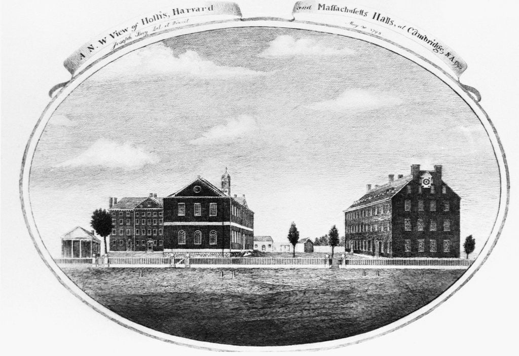 Detail of Harvard Yard in 1795 by Anonymous