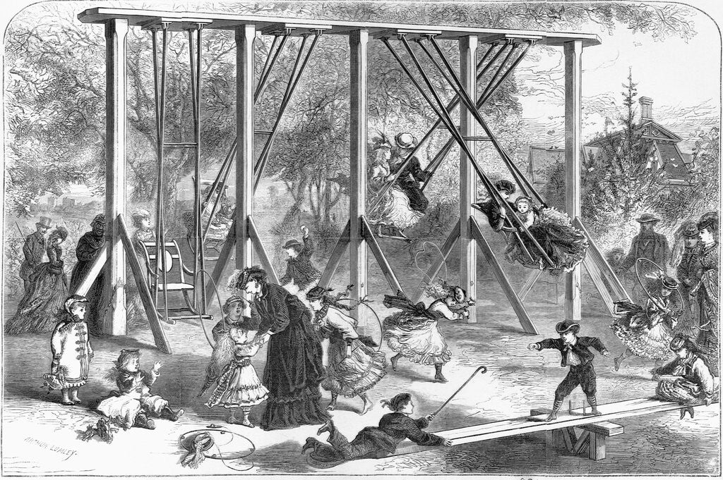 Detail of 19th-Century Illustration of a Playground in Central Park by Anonymous