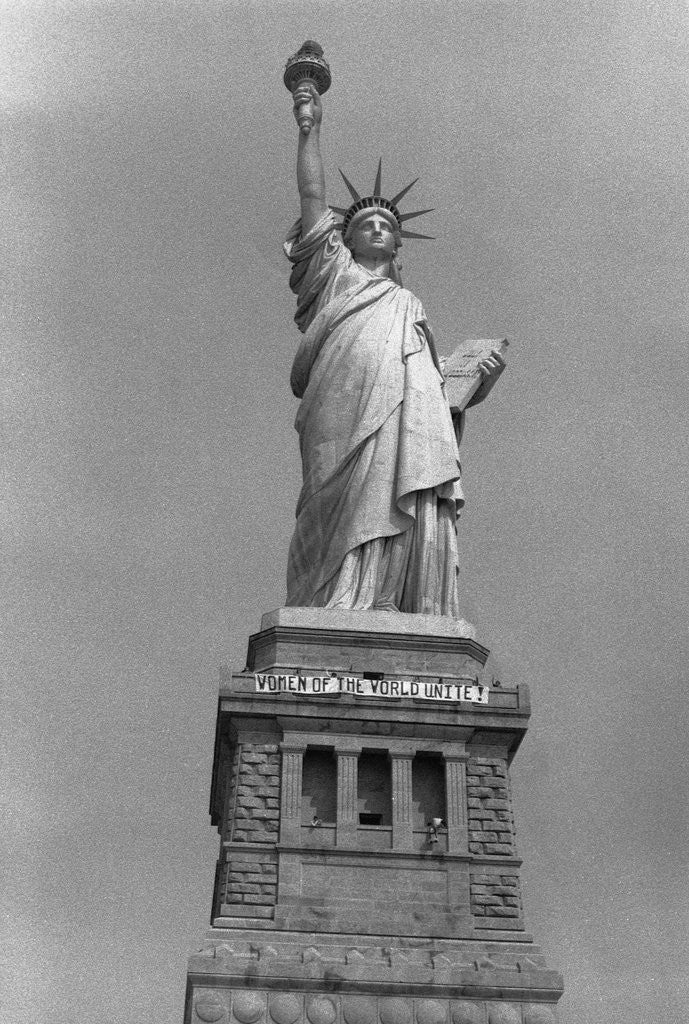 Detail of Statue of Liberty with Women's Rights Banner by Corbis