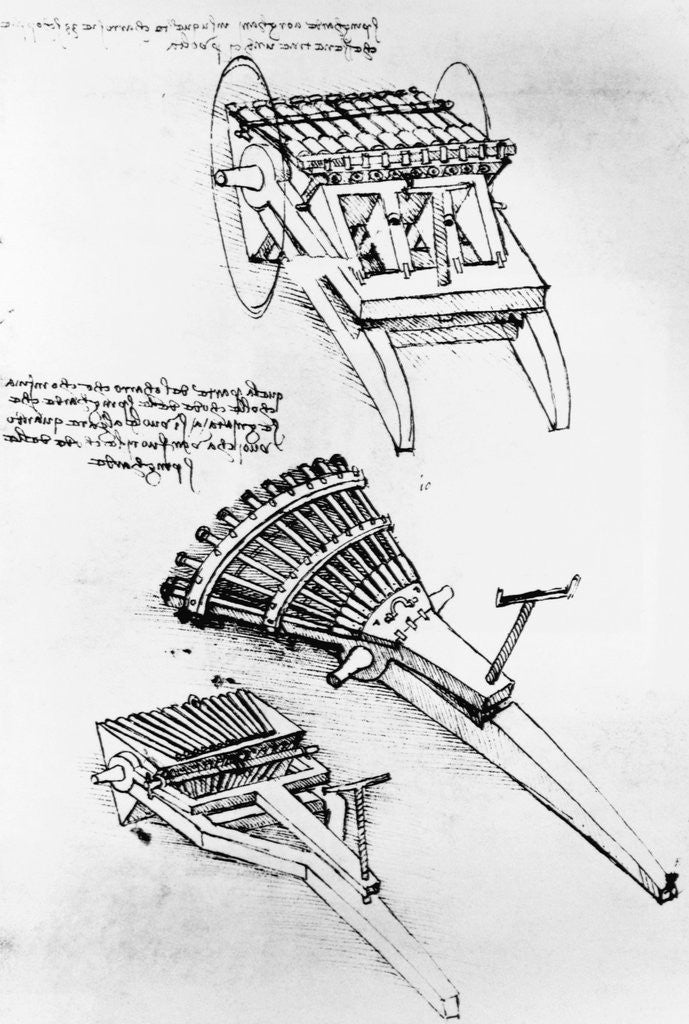 Detail of Drawings of Multi-barreled Guns by Leonardo da Vinci