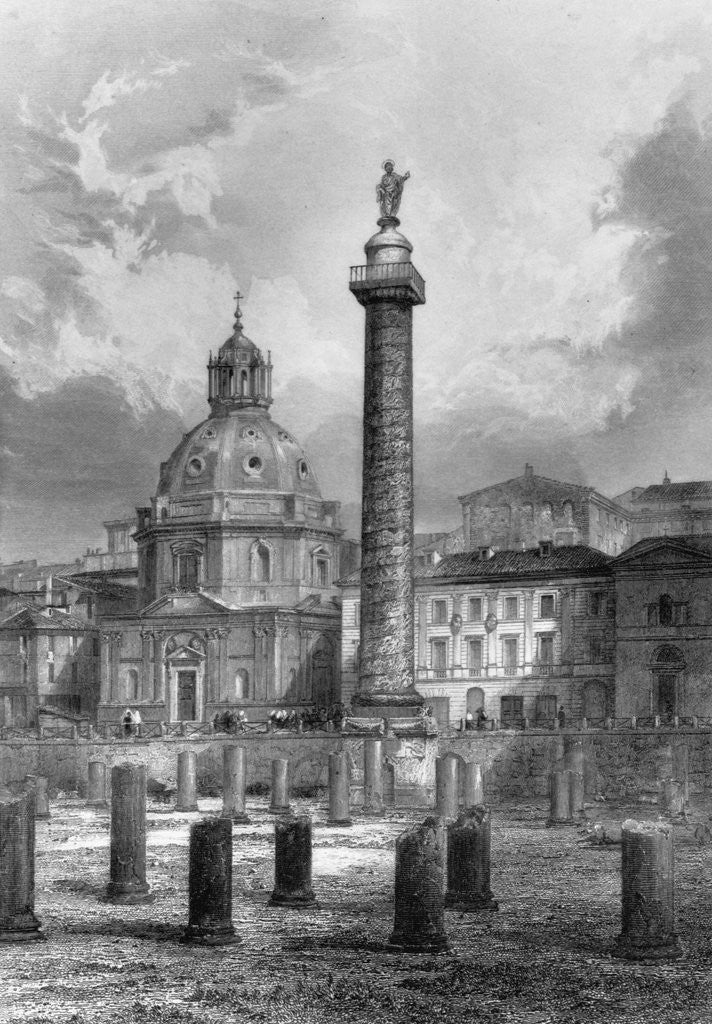 Detail of Trajan's column. Rome. Undated engraving by Anonymous