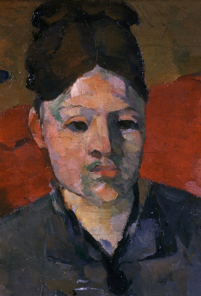Detail of Detail of Woman's Head from The Artist's Wife in a Red Armchair by Paul Cezanne