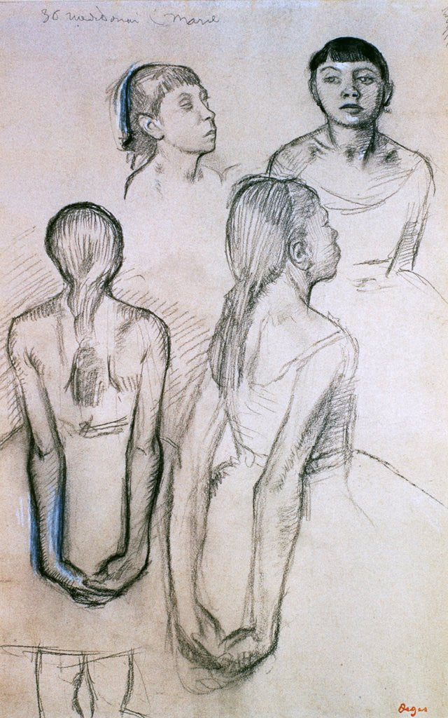 Detail of Four Studies of Dancers by Edgar Degas