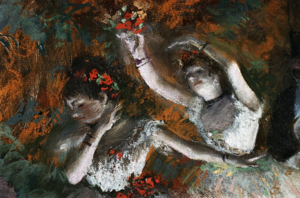 Detail of Detail of Ballerinas from The Rehearsal by Edgar Degas