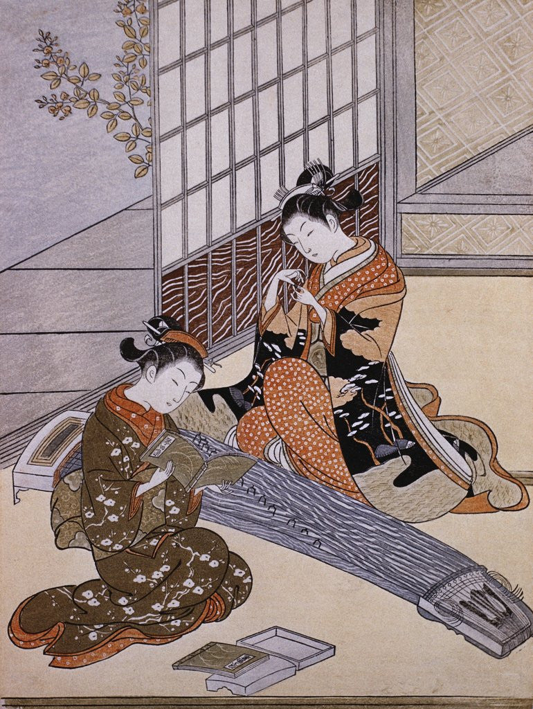 Detail of Playing the Koto by Suzuki Harunobu