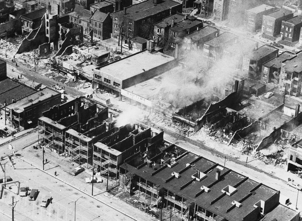 Detail of Burning Buildings on a Chicago Street by Corbis