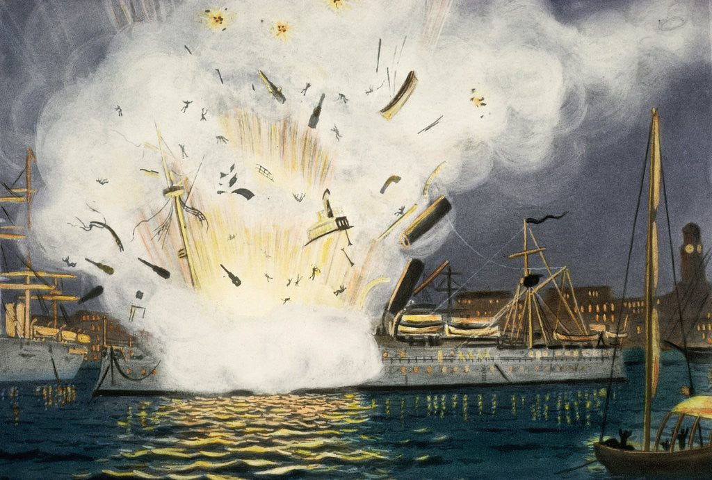Detail of Illustration of Explosion of the USS Maine in Havana Harbor by Anonymous