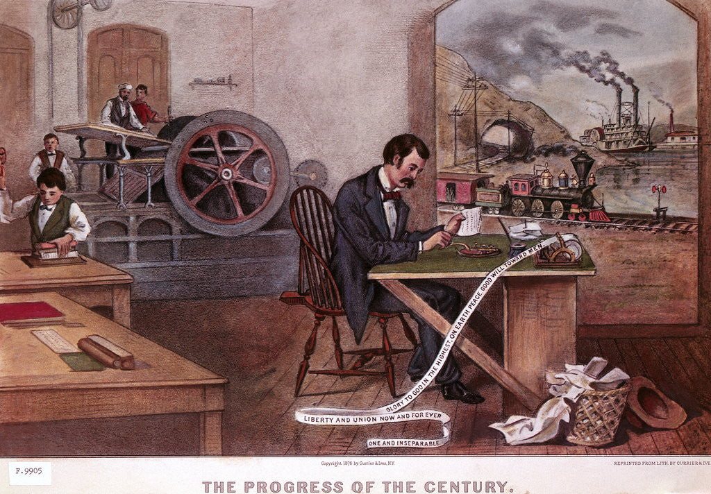Detail of The Progress of the Century by Currier & Ives