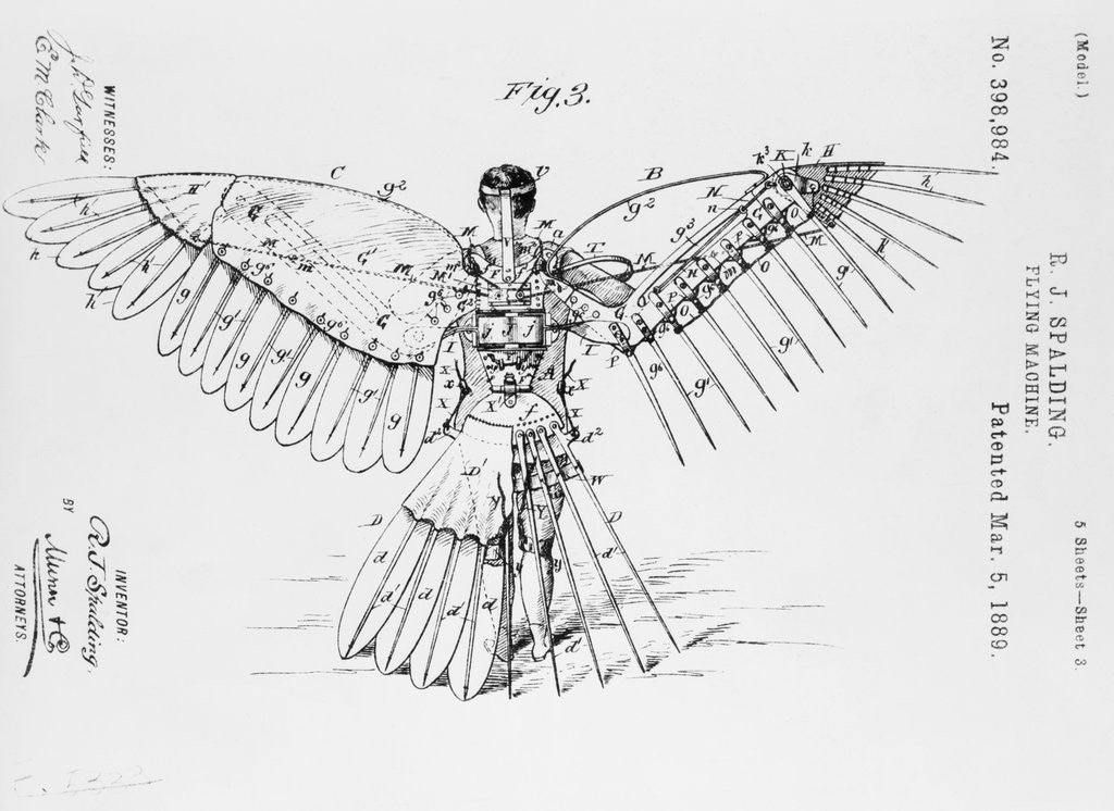 Detail of Patent Drawing of Flying Machine by R.J. Spalding