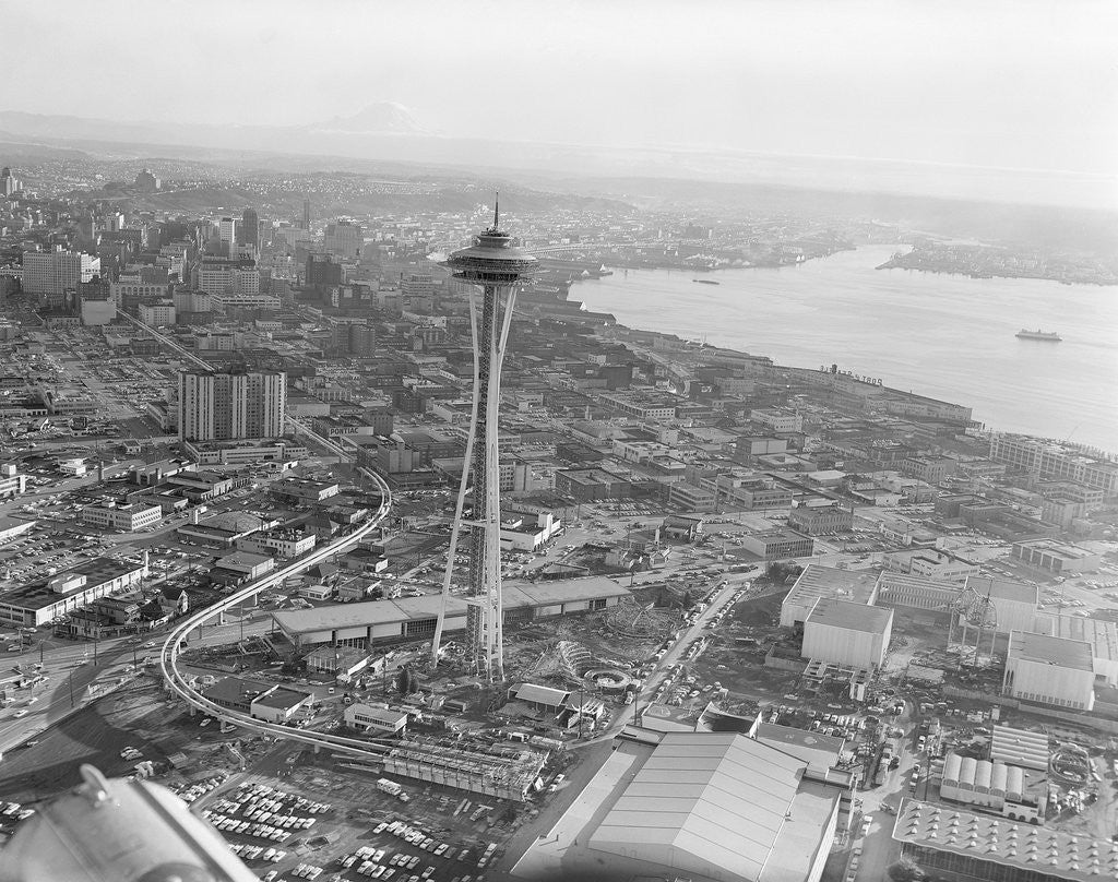 Detail of Aerial View of Seattle and Space Needle, 1962 by Anonymous
