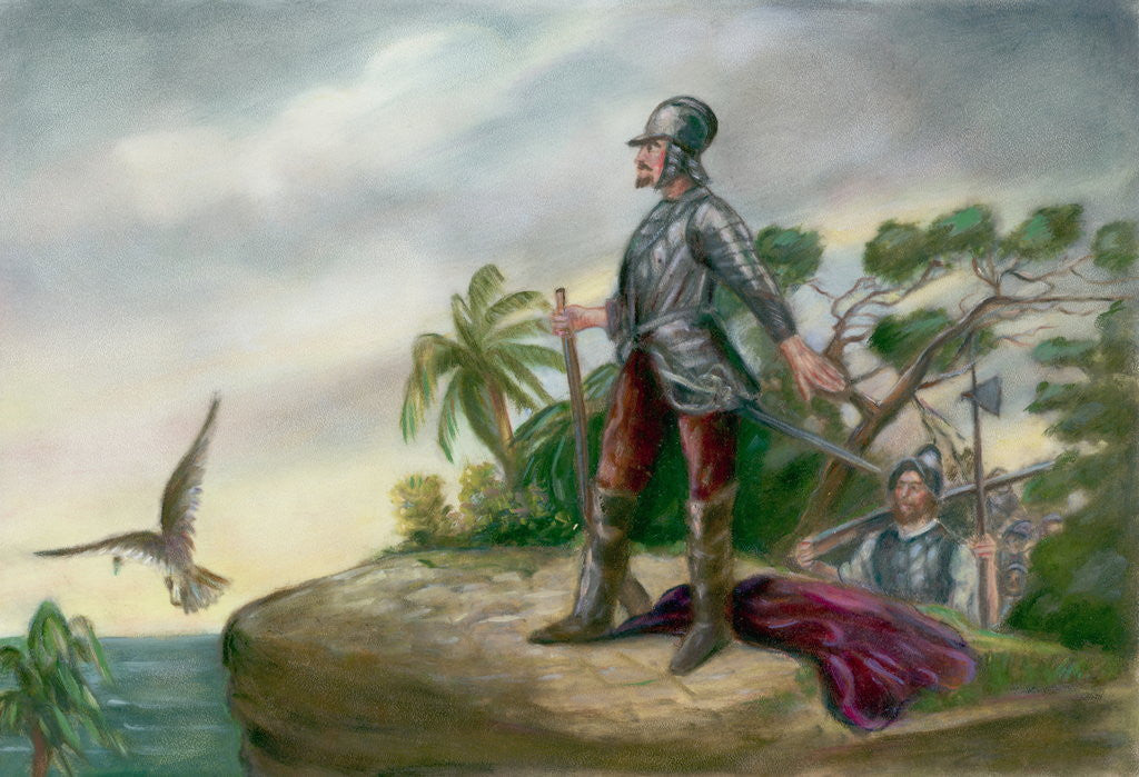 Detail of Balboa's Discovery of the Pacific by Clyde O. De Land