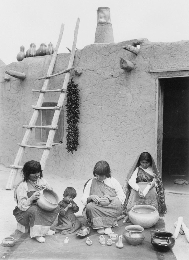 Detail of Pueblo Indian Women Making Pottery by Anonymous