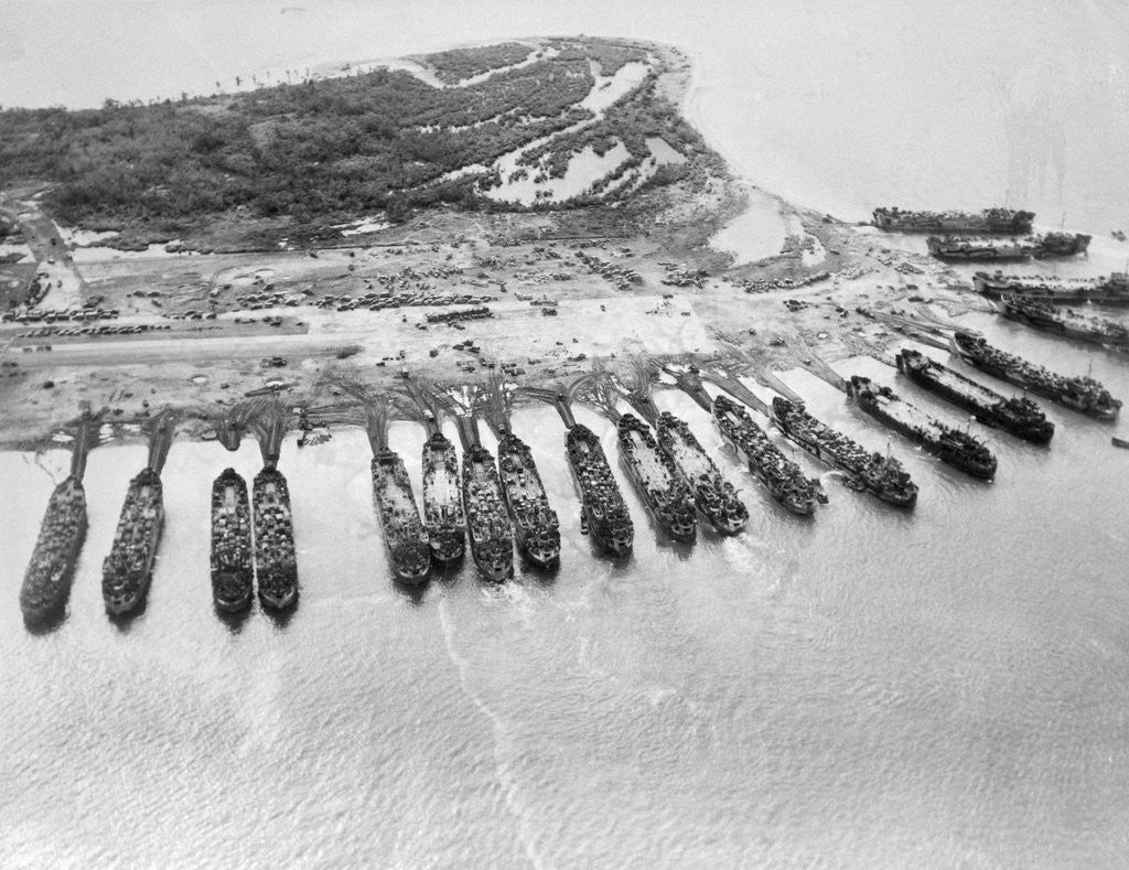 Detail of Aerial View Of Ships Assaulting Leyte by Corbis