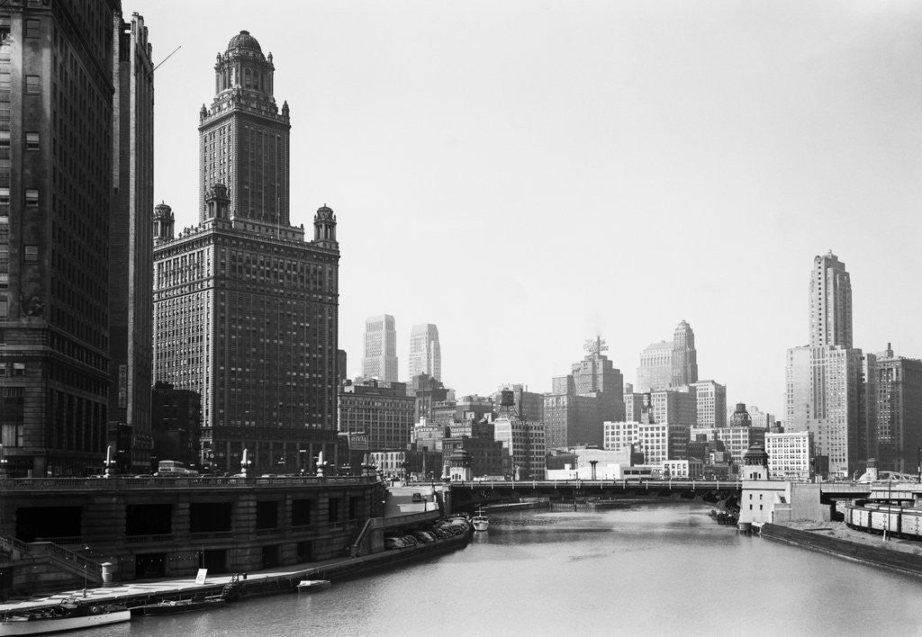 Detail of Chicago Skyline and River by Anonymous